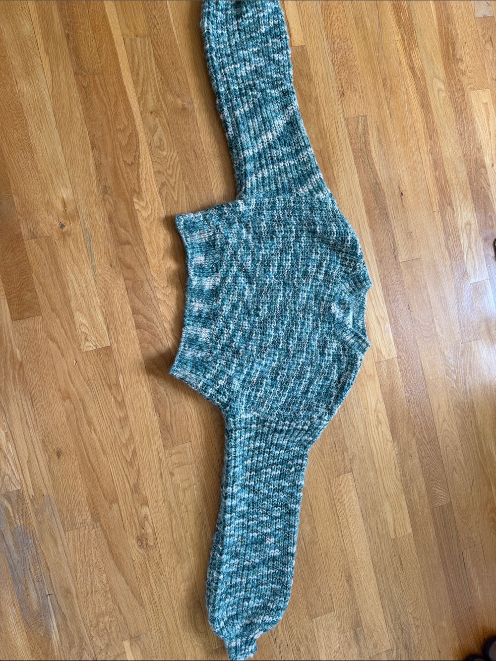 Altar'd State Teal & White Marled Crewneck Sweater